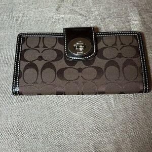 COACH Signature Slim Envelope Credit Card Wallet Chocolate Brown